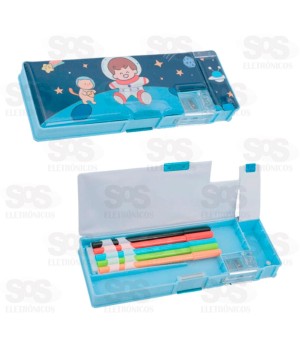 Estojo Rígido Infantil Com Apontador Polibrinq SCB49