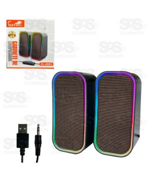 Caixa de Som Multimídia Com LED 6W Eletromex EL-6003