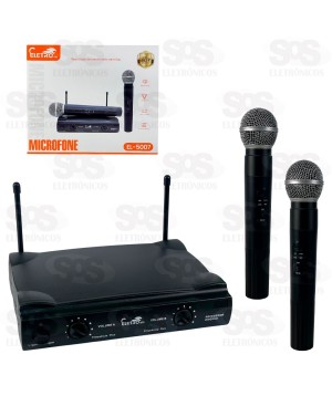 Kit 2 Microfone Sem Fio Com Receptor Profissional Eletromex EL-5007