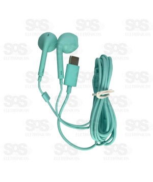 Fone De Ouvido Com Microfone Type C Colorido Soft Eletromex EL-1409-TY