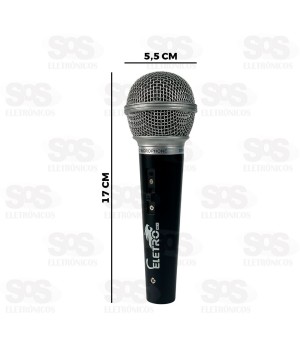 Microfone Dinâmico Com Cabo 2 Metros Eletromex EL-5004