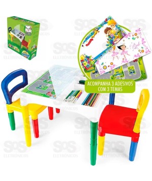 Mesinha Didática Infantil Com 2 Cadeiras Poliplac 5825