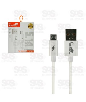 Cabo Emborrachada Micro USB V8 5.1A 1 Metro Eletromex EL-3113-V8