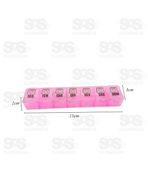 Porta Comprimido Semanal 3x15cm Em Plástico Top Útil