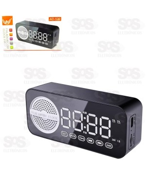 Mini Caixa de Som Bluetooth Com Relógio Despertador Altomex AD-520