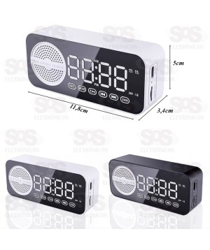 Mini Caixa de Som Bluetooth Com Relógio Despertador Altomex AD-520