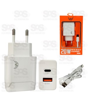 Carregador USB 3.0 + PD 20W Com Cabo Type C Altomex AL-7707-TY