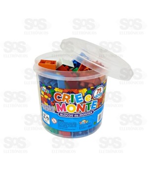 Balde Blocos de Montar Colorido Com 75 Peças Mini Toys 313