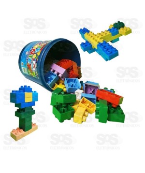 Balde Blocos de Montar Colorido Com 75 Peças Mini Toys 313
