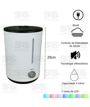Umidificador De Ar Com Led 4 Litros Bivolt B-Max BM-U03
