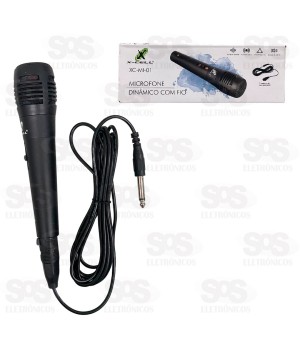 Microfone Dinâmico Com Fio 3 Metros X-Cell XC-MI-01