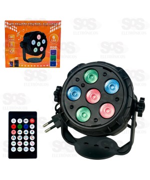 Projetor Canhão Strobo Para Festa 6 LED Com Controle Remoto GM-1006RS