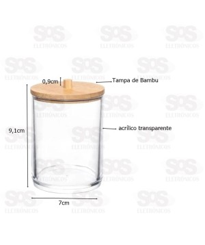 Porta Algodão Tampa de Bambu Top Útil 1456