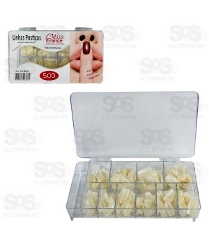 Kit Unhas Postiças Brancas 500 Unidades MF-8905