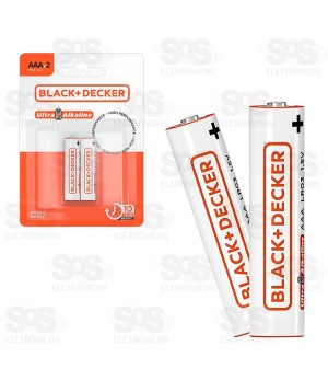 Pilha Ultra Alcalina AAA LR03 1,5V Cartela 2 Unidades Black Decker