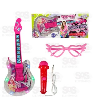 Guitarra Rockstar Mundo Pop Com Luzes Toy King TK-AB3421
