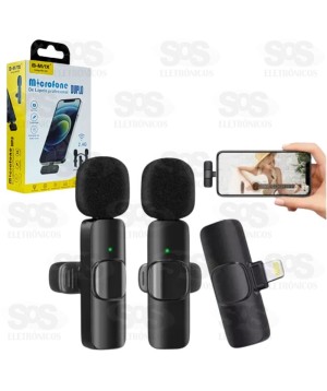 Microfone Duplo De Lapela Sem Fio Recarregável Iphone B-Max BM-230