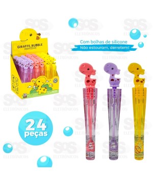 Lança Bolhas De Silicone Girafa Caixa Com 24 Unidades Toy King TK-AB7742