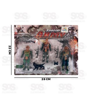 Bonecos Do Exército 3 Peças Com Acessórios Toy King TK-AB5309