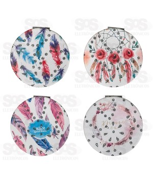 Espelho De Mão Duplo Estampas Variadas Unitário HX7721