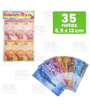 Cédulas Notas de Dinheiro Para Brincar 35 Notas Mini Toys 0145