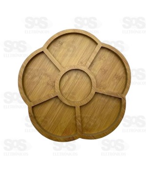Tábua Para Petiscos 6 Divisórias Flor MDF Top Útil TOP1622