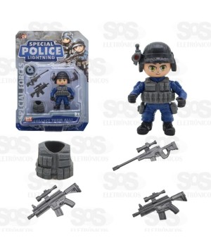 Boneco de Montar Polícia Cartelado Toy King TK-AB8135