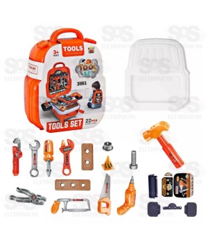 Kit Maleta De Ferramentas Infantil 22 Peças Toy King 2324