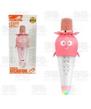 Microfone Sem Fio Cenourinha 15W Karaokê Eletromex EL-5012