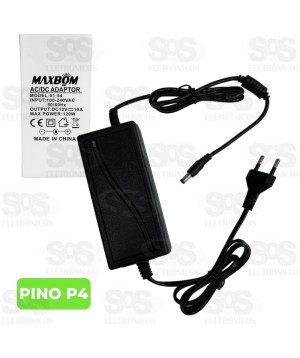 Fonte 12V 10A 120W Pino P4 Bivolt Maxbom 51-54