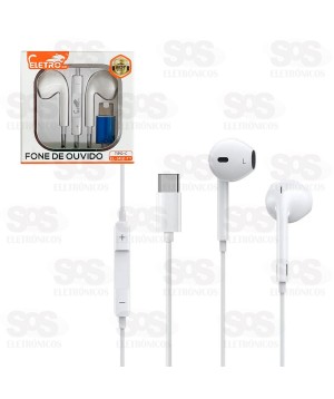 Fone De Ouvido Com Fio e Microfone Type C Eletromex EL-1412-TY