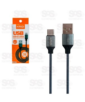Cabo De Carregamento USB Para Type C 2 Metros Kaidi KD-336C