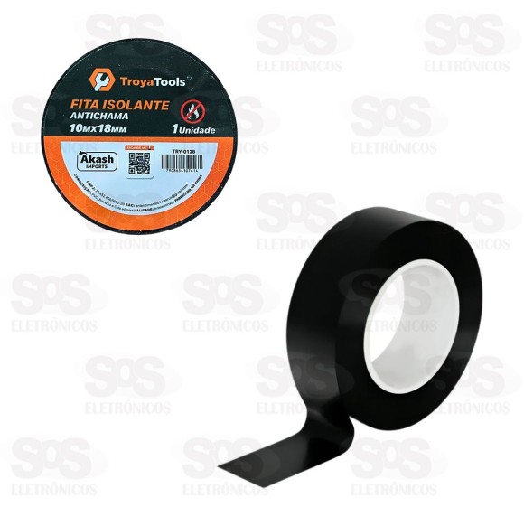 Fita Isolante 10 Metros Preta TroyaTools TRY-0128