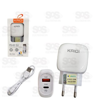 Carregador Turbo 20W Com Cabo Lightning Kaidi KD-106A