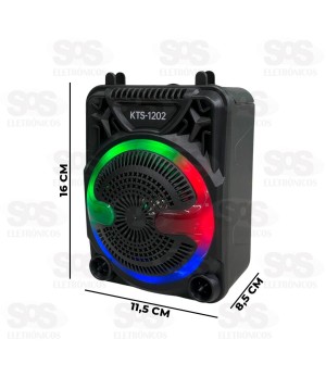 Caixa De Som Bluetooth Recarregável Com LED 8W KTS-1202