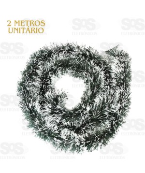 Festão De Natal Verde Nevado 2 Metros Decorativo Top Natal FST133