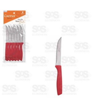 Kit Faca De Mesa Com 6 Unidades Vermelha Caerus CRS-2640
