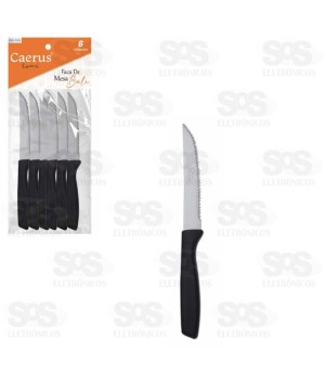 Kit Faca De Mesa Com 6 Unidades Preta Caerus CRS-2632