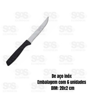 Kit Faca De Mesa Com 6 Unidades Preta Caerus CRS-2632