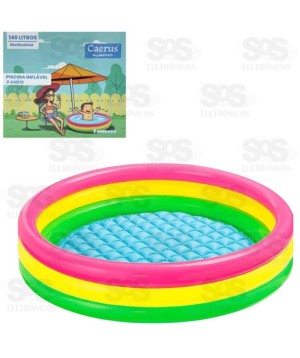 Piscina Infantil Inflável 3 Aneis 140 Litros Caerus CRS-2185