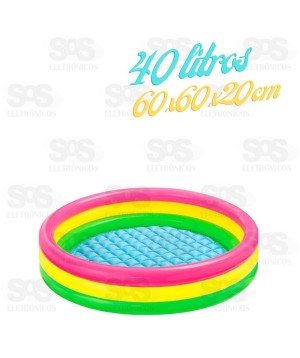 Piscina Infantil Inflável 3 Aneis 40 Litros Caerus CRS-2184