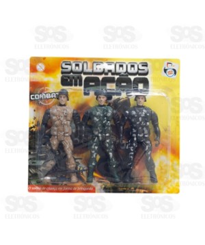 Kit 3 Boneco Combate Soldados Em Ação Pica Pau PI3558