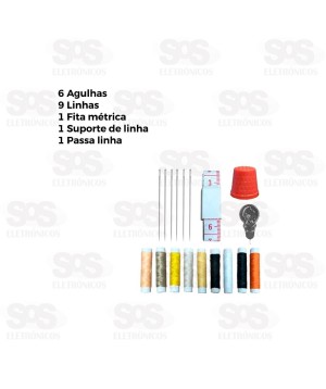 Kit Costura Com 9 Linhas, 6 Agulhas e Acessórios Caerus CRS-2530