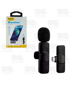 Microfone De Lapela Sem Fio Entrada Type C B-Max BM-220