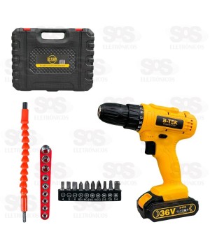 Parafusadeira e Furadeira Sem Fio 36V Com Acessórios B-TEK BT-DZ01