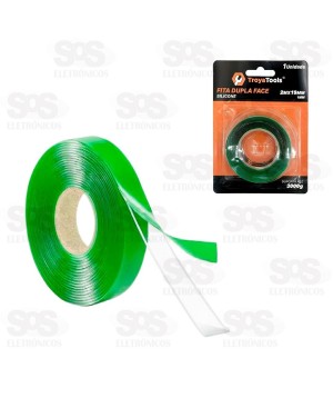 Fita Adesiva Dupla Face Transparente 2 Metros TroyaTools TRY-0109