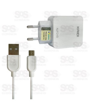 Carregador 3 USB 3.1A Com Cabo Micro USB V8 Kaidi KD-606S