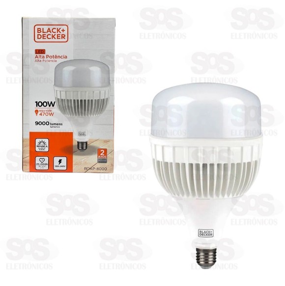 Lâmpada LED 100W Alta Potência Black+Decker BDAP-8000