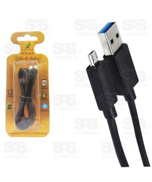 Cabo Micro USB V8 1,20 Metro 3.0A X-cell xc-cd-v8-b