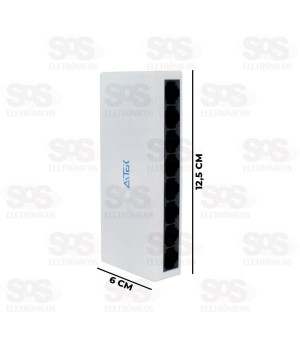 Hub Switch RJ45 Com 8 Portas 1000Mbps Aitek ATS-108